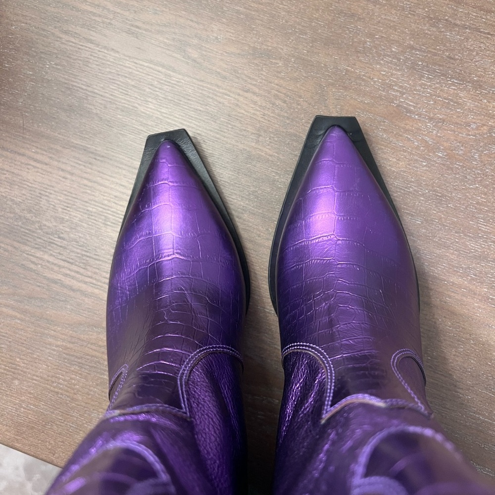 Vicenza electric Purple Metallic Western Boots cowgirl heel boots women’s size 7 - Picture 11 of 15